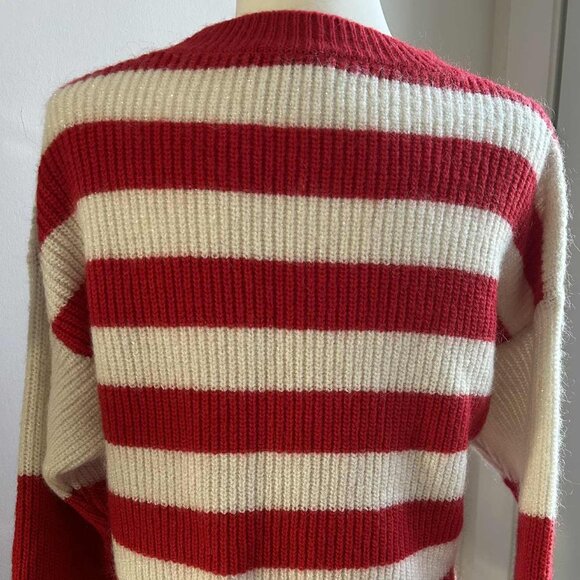 ViCOLO Made in Italy Red & Ivory Stripe Lurex Ultra-Soft Ribbed Sweater – US M - Picture 5 of 12